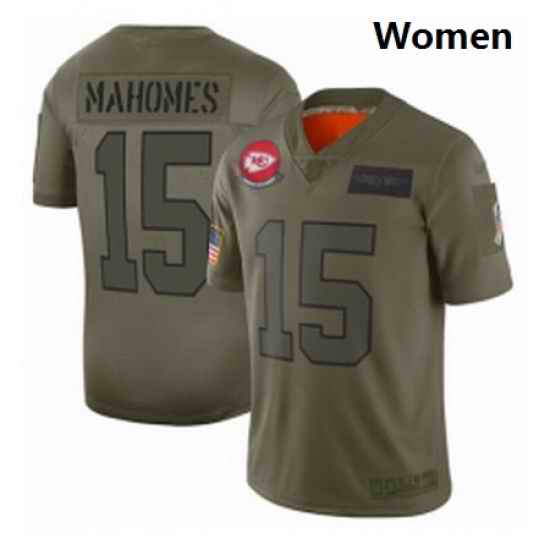 Womens Kansas City Chiefs 15 Patrick Mahomes Limited Camo 2019 Salute to Service Football Jersey